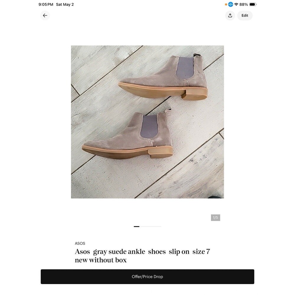 ASOS Light Gray Suede Ankle Boots Size 7